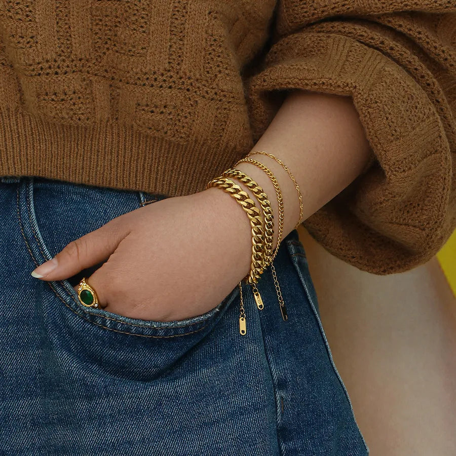 Fashion Geometric 304 Stainless Steel 18K Gold Plated Bracelets In Bulk