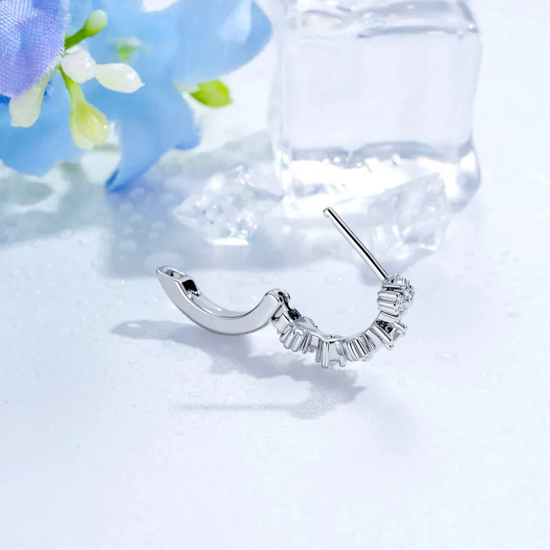 Unisex Copper Cross Ear Cartilage Rings & Studs with Zircon Inlay and Straight Barbell Piercing