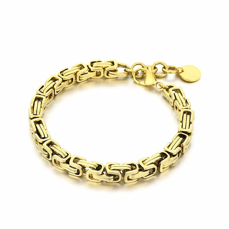 Hip-Hop Geometric Titanium Steel 18K Gold Plated Bracelets In Bulk