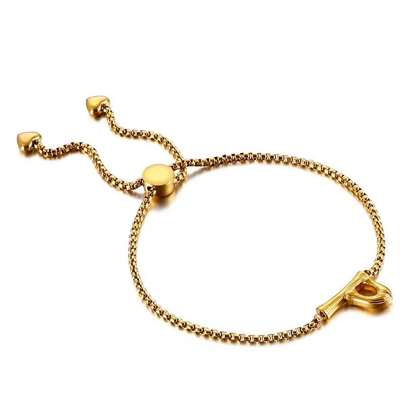 Letter Titanium Steel 18K Gold Plated Bracelets In Bulk