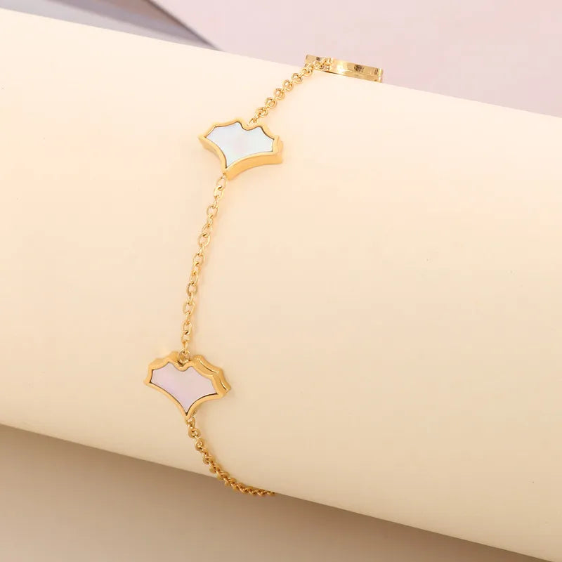 Basic Ginkgo Leaf Stainless Steel 18K Gold Plated Bracelets In Bulk