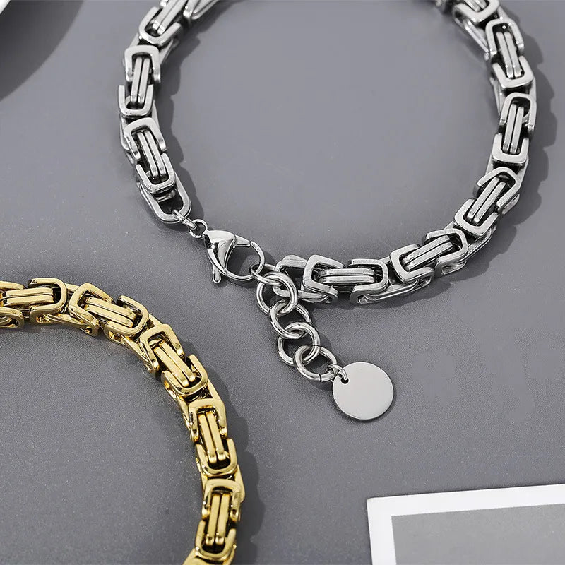 Hip-Hop Geometric Titanium Steel 18K Gold Plated Bracelets In Bulk
