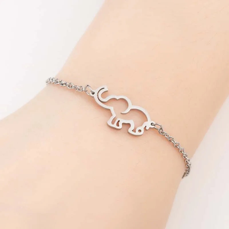 Fashion Elephant 201 Stainless Steel 18K Gold Plated Bracelets In Bulk