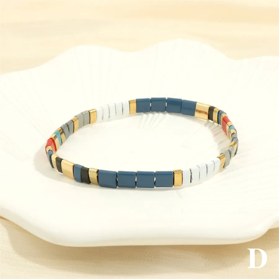 beach square copper beaded 18k gold plated bracelets