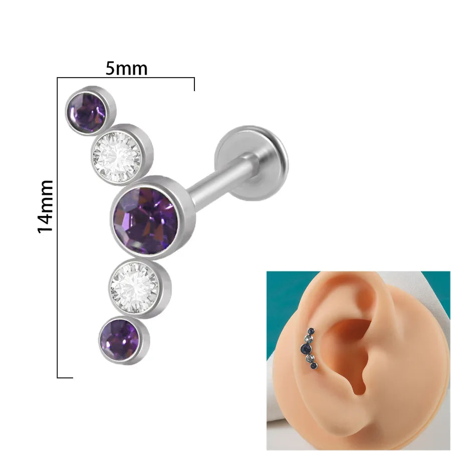 1 Piece Ear Cartilage Rings & Studs Simple Style Round 304 Stainless Steel Copper Zircon Inlay Resin Zircon