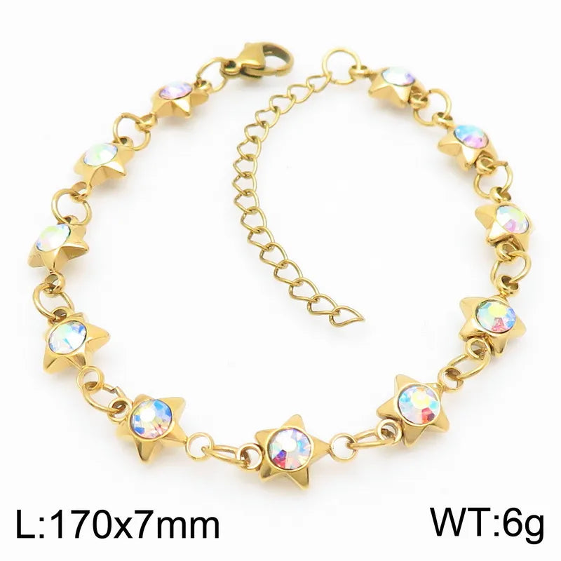 Simple Style Pentagram 304 Stainless Steel 18K Gold Plated Bracelets In Bulk