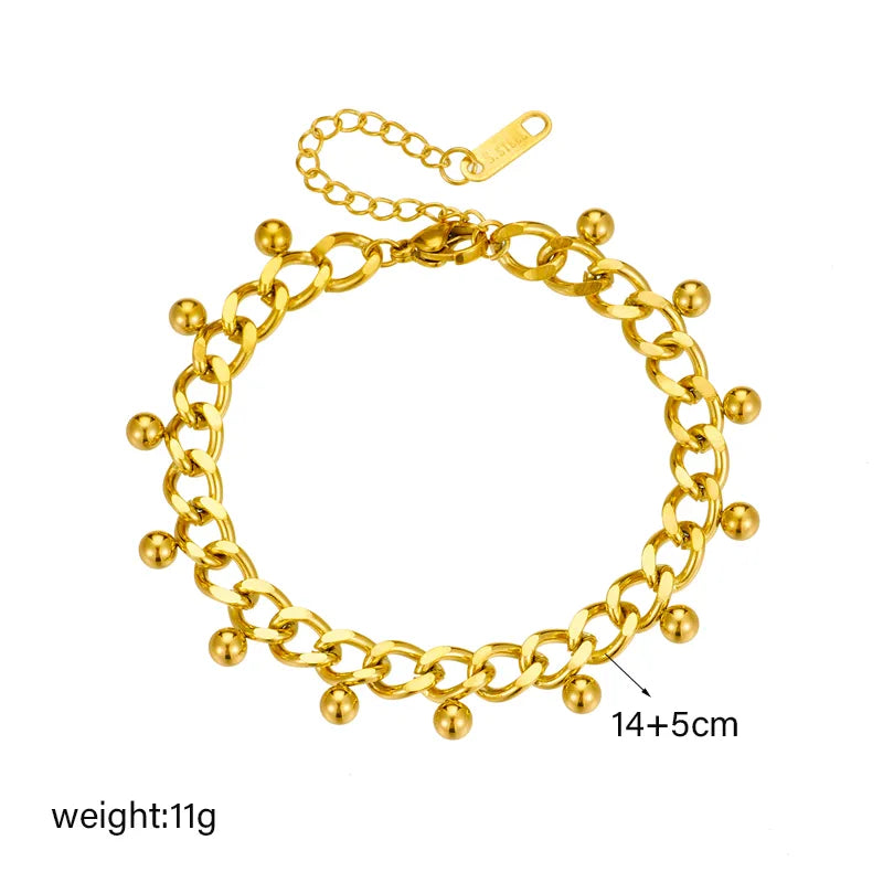 Retro Solid Color 304 Stainless Steel 18K Gold Plated Bracelets In Bulk