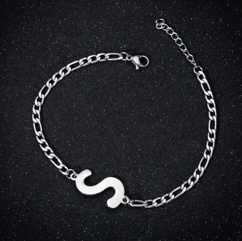 Fashion Letter 201 Stainless Steel 18K Gold Plated Bracelets In Bulk
