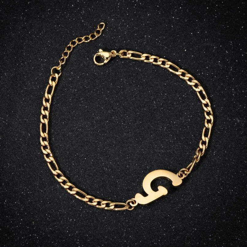 Fashion Letter 201 Stainless Steel 18K Gold Plated Bracelets In Bulk