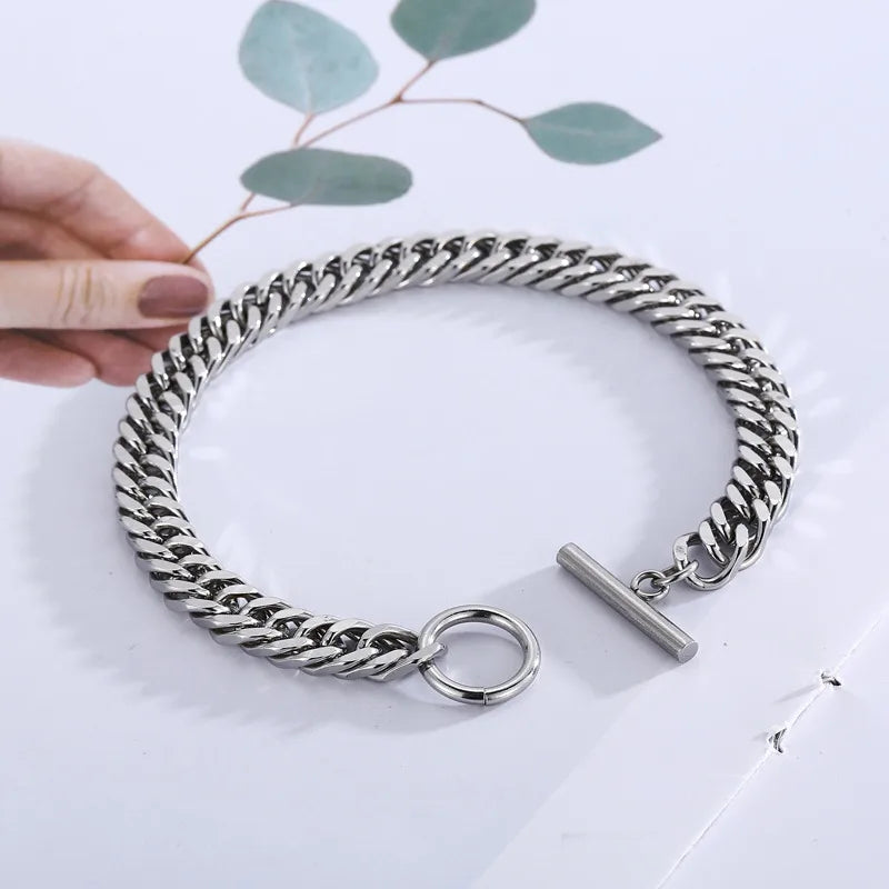 Fashion Geometric Titanium Steel 18K Gold Plated Bracelets In Bulk
