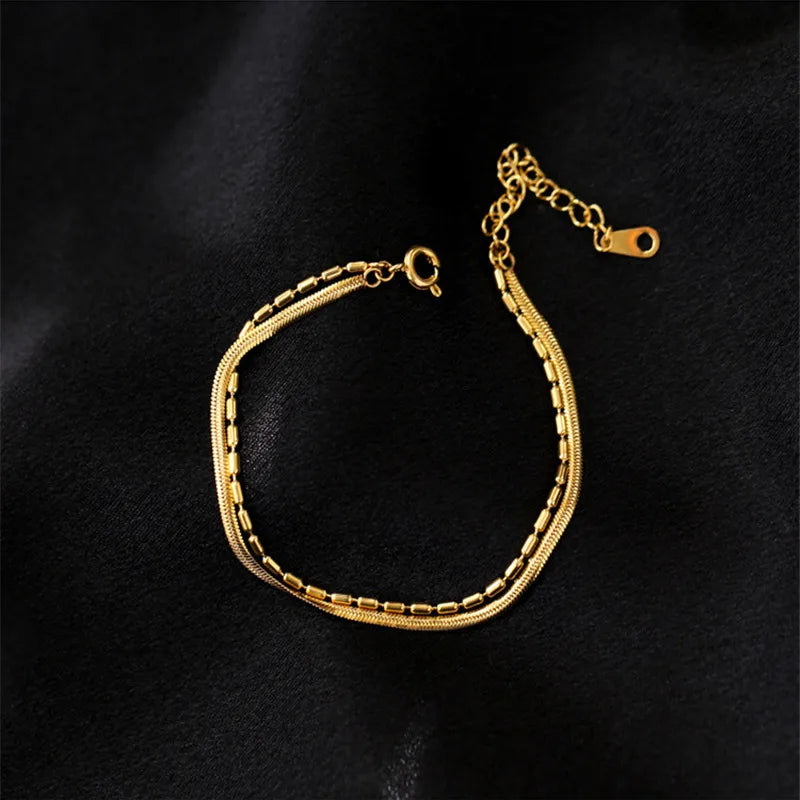 Geometric 304 Stainless Steel 18K Gold Plated Bracelets In Bulk
