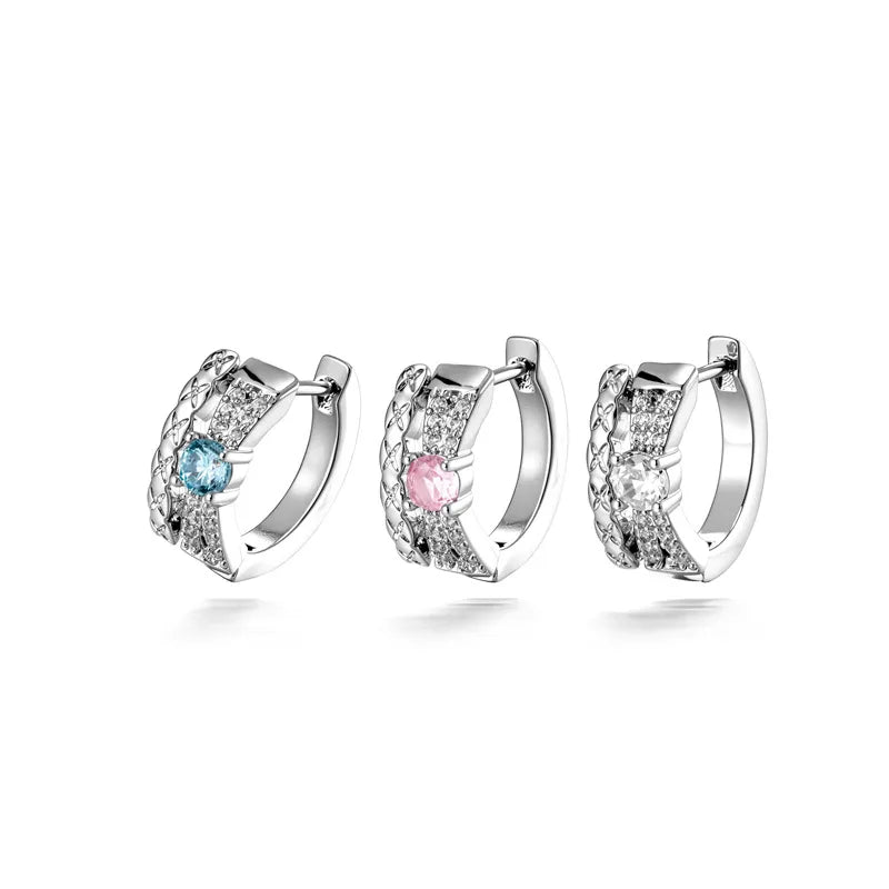 Stripe Braid Ear Cartilage Rings & Studs in 316L Stainless Steel with Zircon Inlay, Unisex