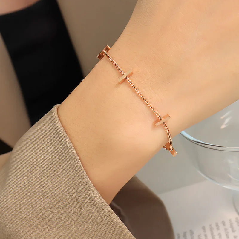Simple Style Square 304 Stainless Steel 18K Gold Plated Bracelets In Bulk