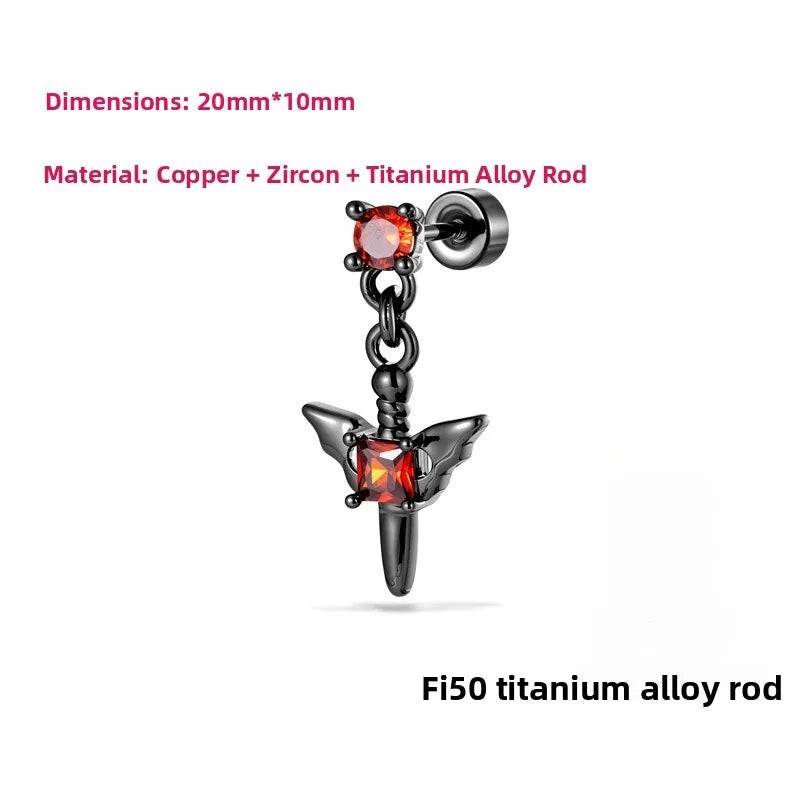 Unisex Ear Cartilage Rings & Studs Featuring Copper Cross Design with Zircon Inlay, Ideal for Festival Use