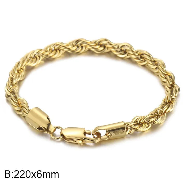 Simple Style Twist Stainless Steel 18K Gold Plated Bracelets In Bulk