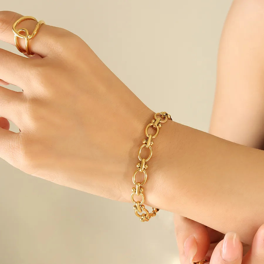 Simple Style Geometric Titanium Steel 18K Gold Plated Bracelets In Bulk