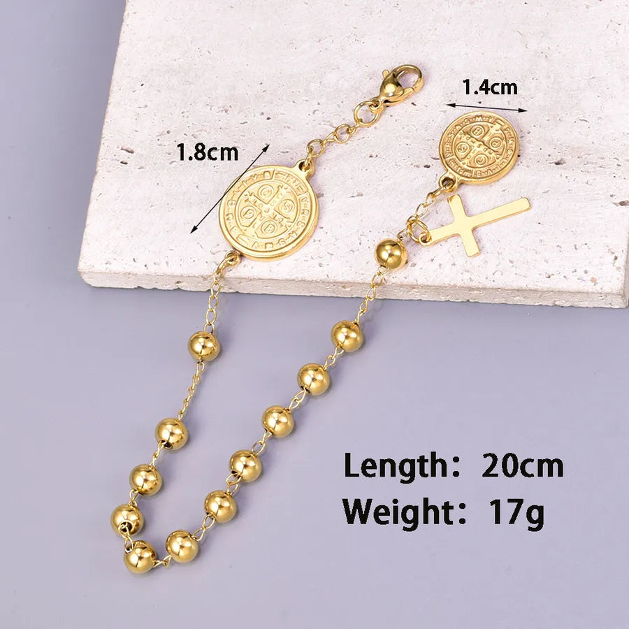 Casual Cross 304 Stainless Steel 18K Gold Plated Bracelets In Bulk