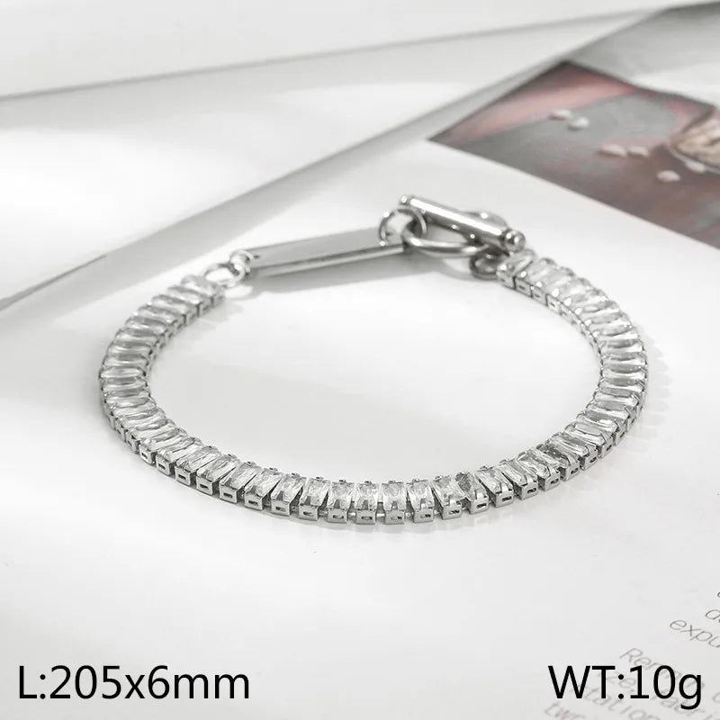 Elegant Simple Style Solid Color Stainless Steel 18K Gold Plated Bracelets In Bulk
