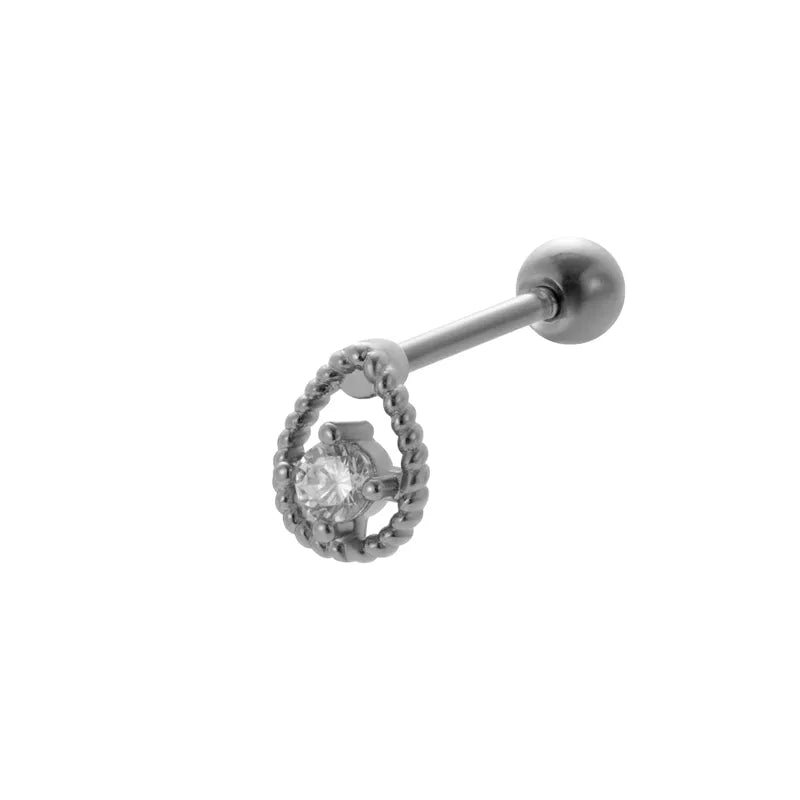 1 Piece Ear Cartilage Rings & Studs Vintage Style French Style Simple Style Leaves Water Droplets Heart Shape 316L Stainless Steel  Copper Plating Inlay Pearl Zircon