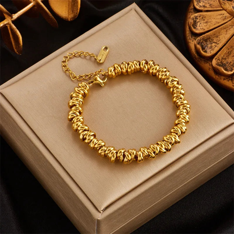 modern style geometric titanium steel plating 18k gold plated bracelets