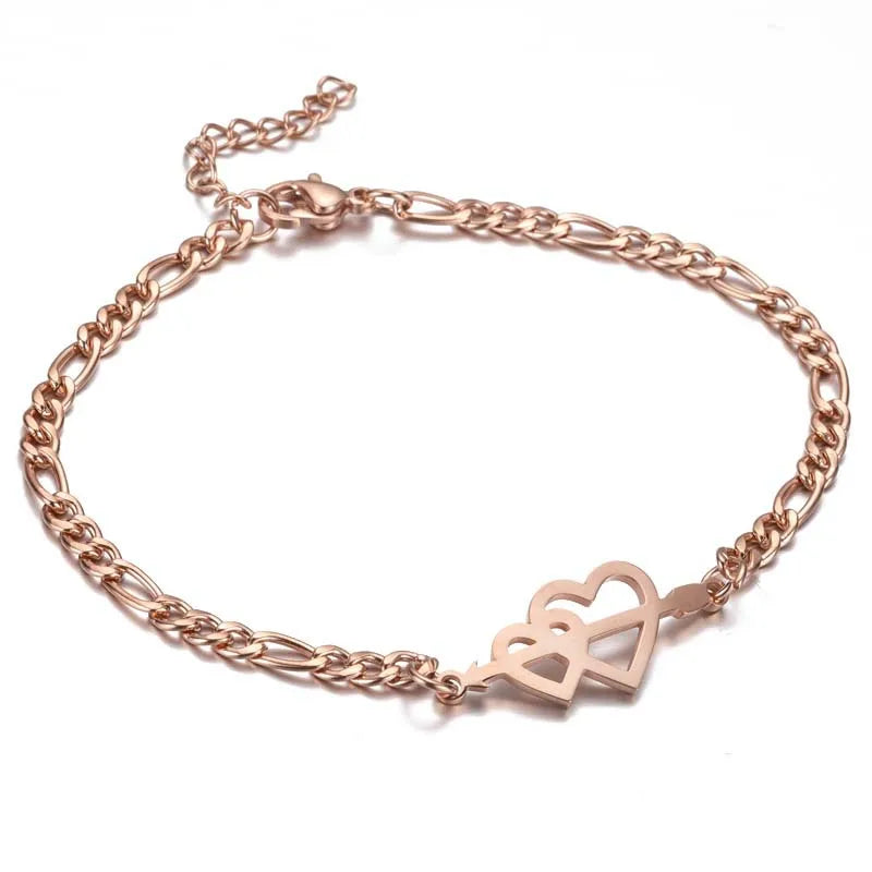 Fashion Heart Shape 201 Stainless Steel 18K Gold Plated Bracelets In Bulk