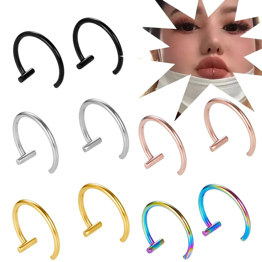 fashion c shape stainless steel plating lip ring