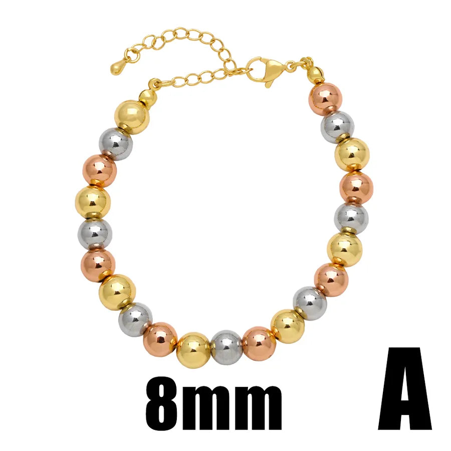 simple style streetwear round copper plating 18k gold plated bracelets