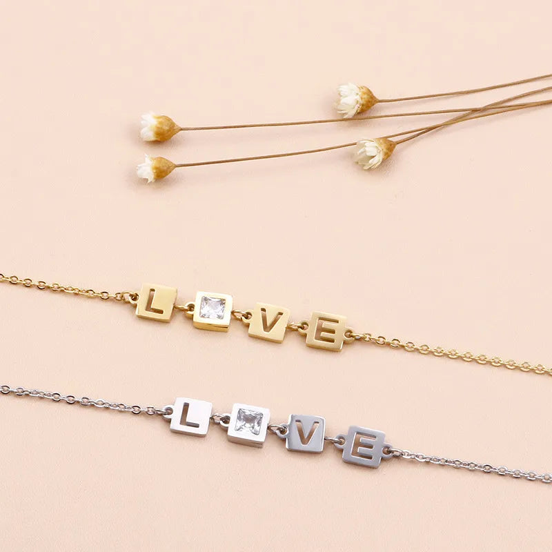 Fashion Letter Titanium Steel 18K Gold Plated Bracelets In Bulk