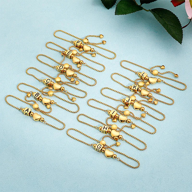 Korean Style Letter Titanium Steel 18K Gold Plated Bracelets In Bulk
