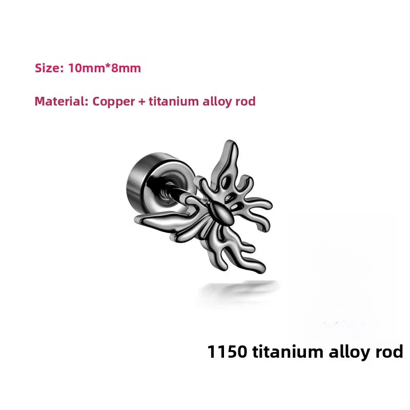 Butterfly Ear Cartilage Rings & Studs in Titanium Alloy with PVD Coated Finish, Unisex, Silver