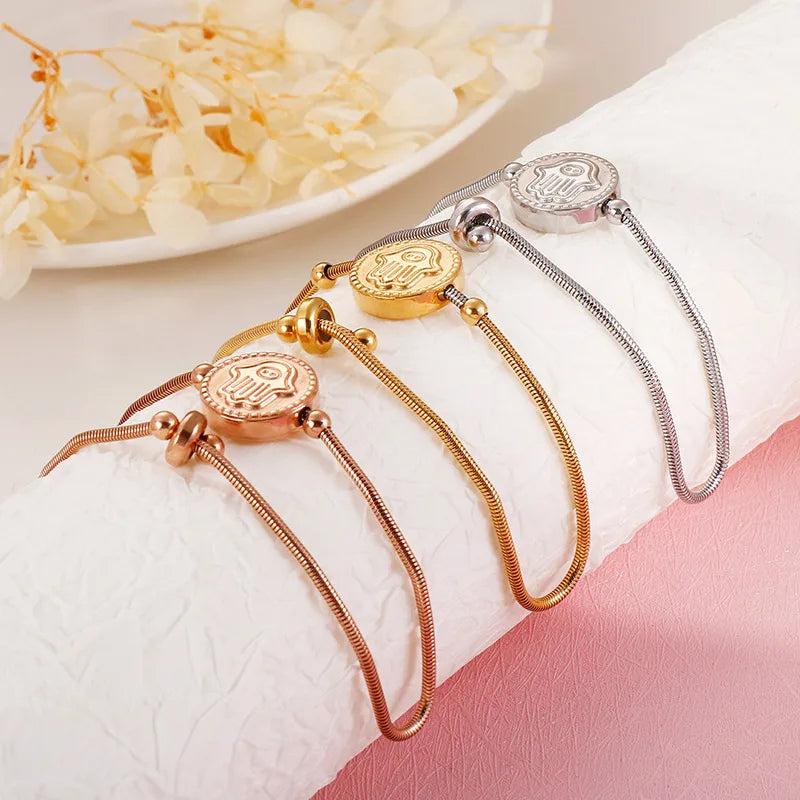 Geometric Titanium Steel 18K Gold Plated Bracelets In Bulk