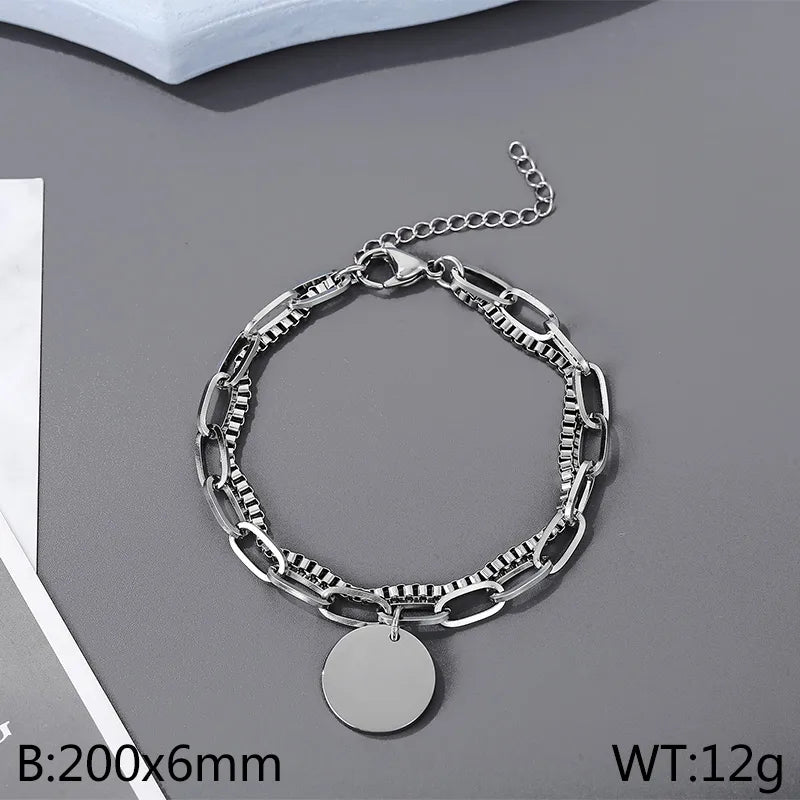 Hip-Hop Geometric Titanium Steel 18K Gold Plated Bracelets In Bulk
