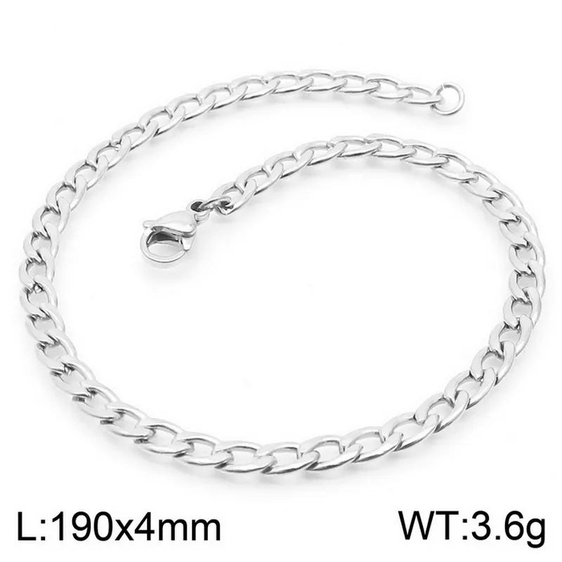 Trendy Personalized Hip Hop Stainless Steel NK Chain Bracelet  Style Geometry Pattern Vacuum Plated 18K Gold