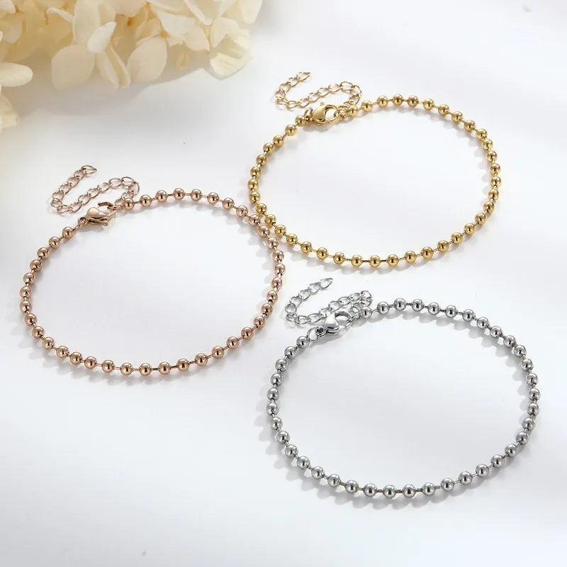 Simple Style Round Stainless Steel 18K Gold Plated Bracelets In Bulk