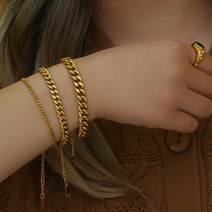 Fashion Geometric 304 Stainless Steel 18K Gold Plated Bracelets In Bulk