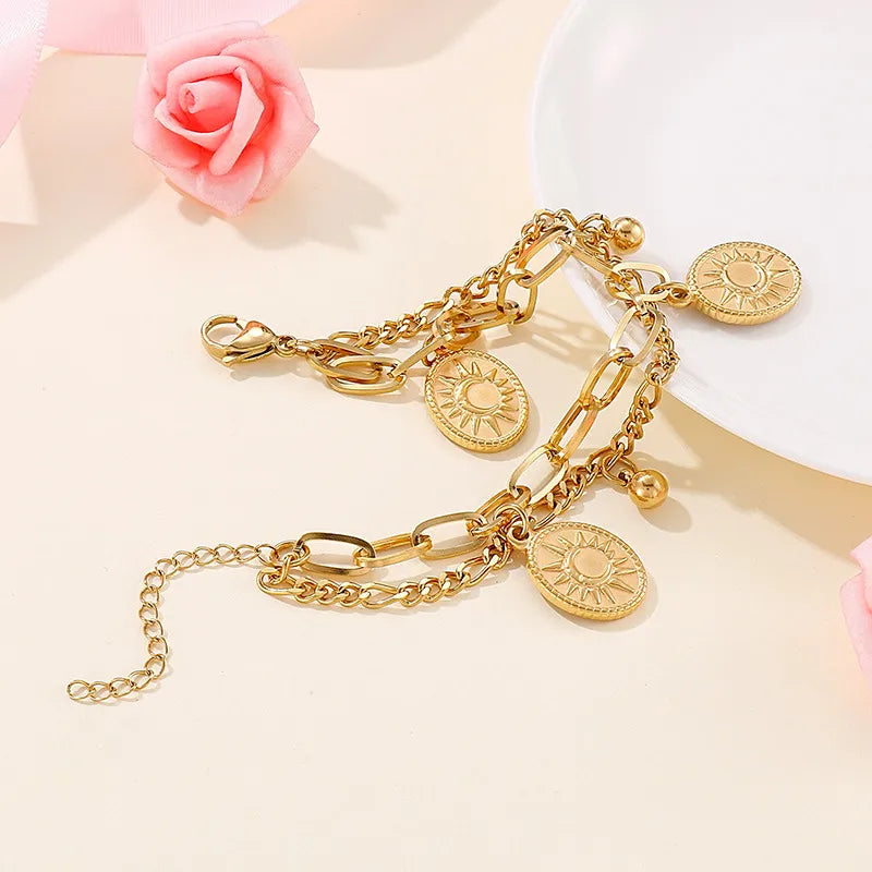 Fashion Geometric Titanium Steel 18K Gold Plated Bracelets In Bulk