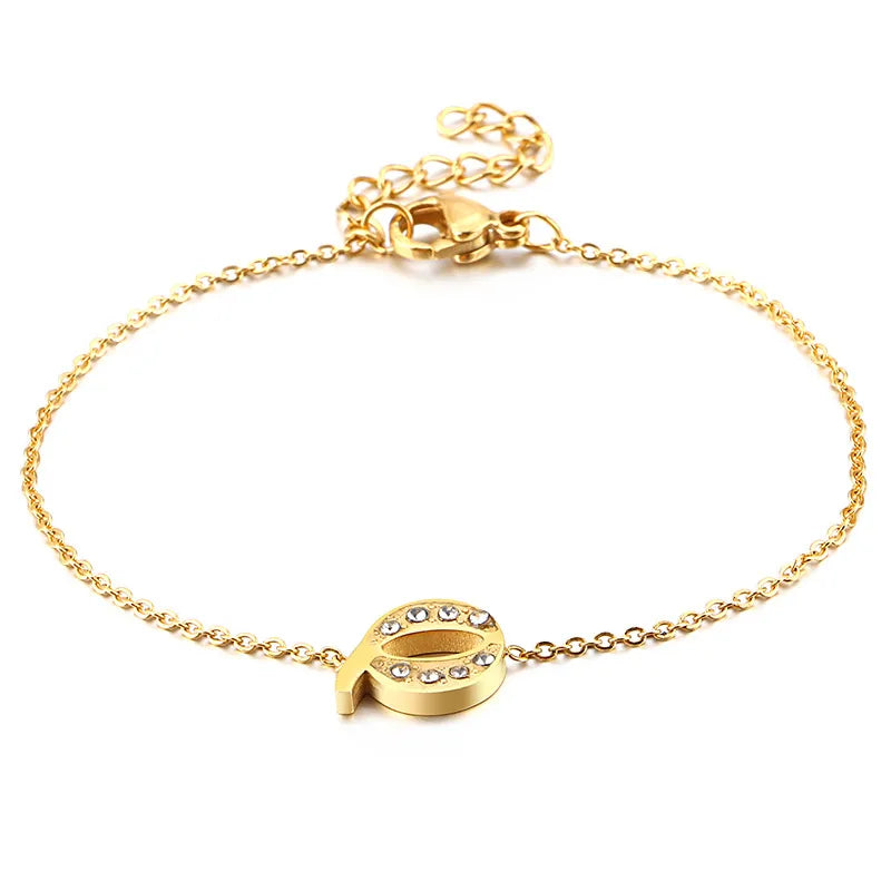 Fashion Letter Titanium Steel 18K Gold Plated Bracelets In Bulk