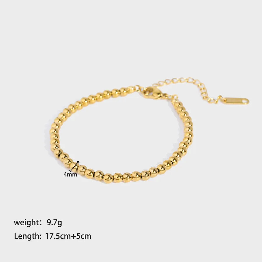 Classic Style Round 201 Stainless Steel 18K Gold Plated Bracelets In Bulk