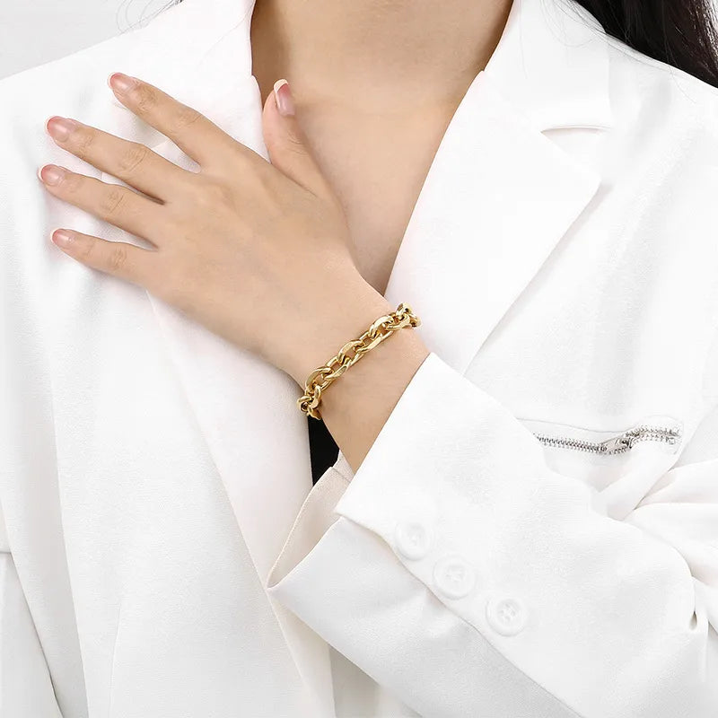 Simple Style Solid Color Titanium Steel 18K Gold Plated Bracelets In Bulk