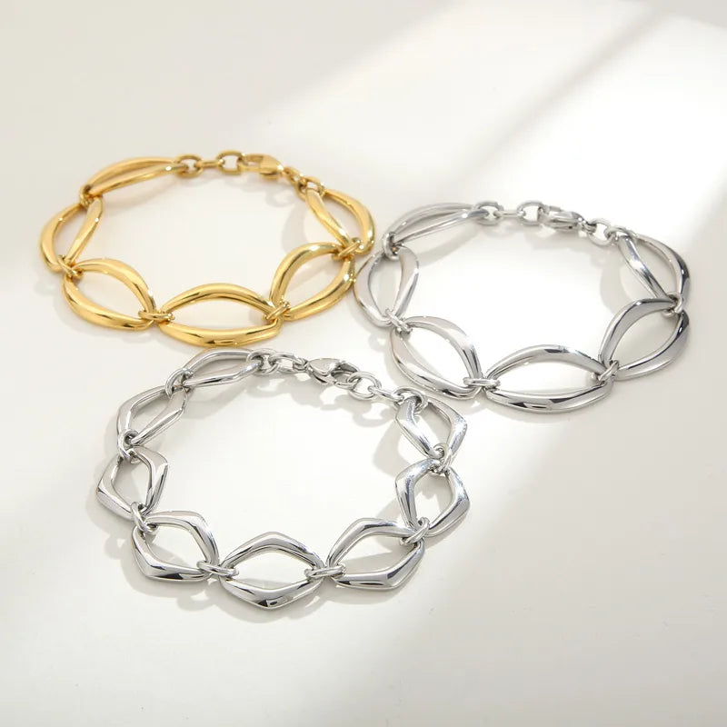 Rock Geometric Titanium Steel 18K Gold Plated Bracelets In Bulk