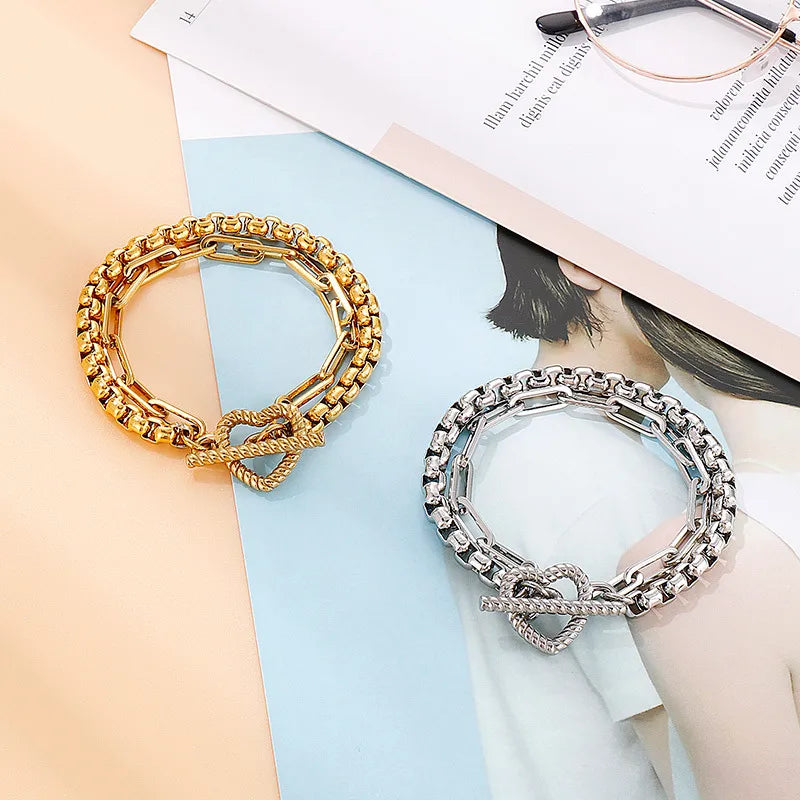 Fashion Geometric Titanium Steel 18K Gold Plated Bracelets In Bulk