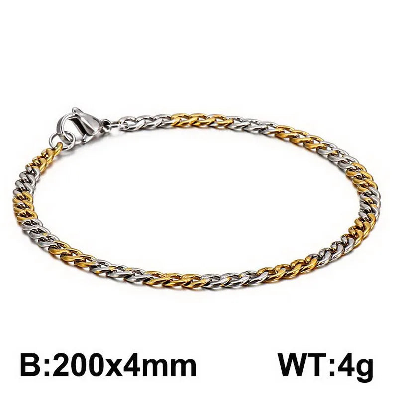Trendy Personalized Hip Hop Stainless Steel NK Chain Bracelet  Style Geometry Pattern Vacuum Plated 18K Gold