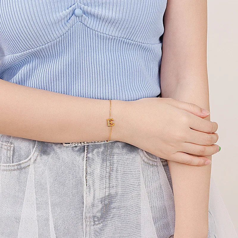 Letter 304 Stainless Steel 18K Gold Plated Bracelets In Bulk