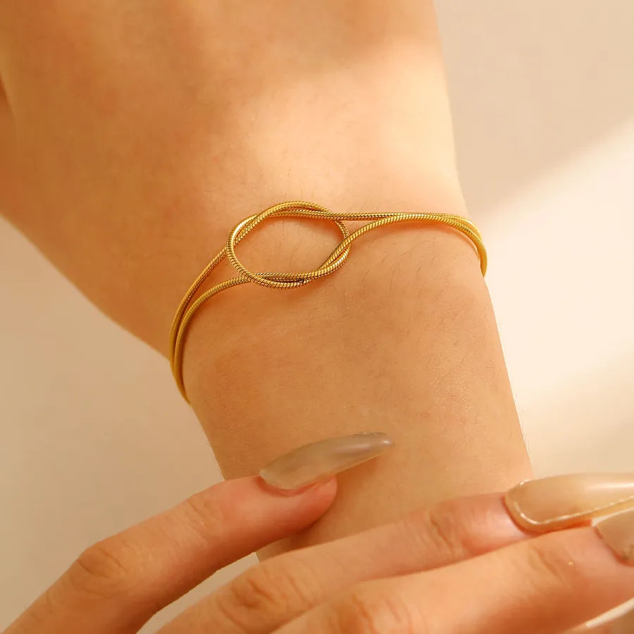Simple Style Round Titanium Steel 18K Gold Plated Bracelets In Bulk