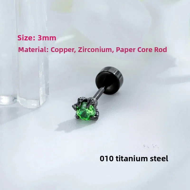 Unisex Dragon Ear Cartilage Rings & Studs with Claw Setting in 316L Stainless Steel, Multicolor