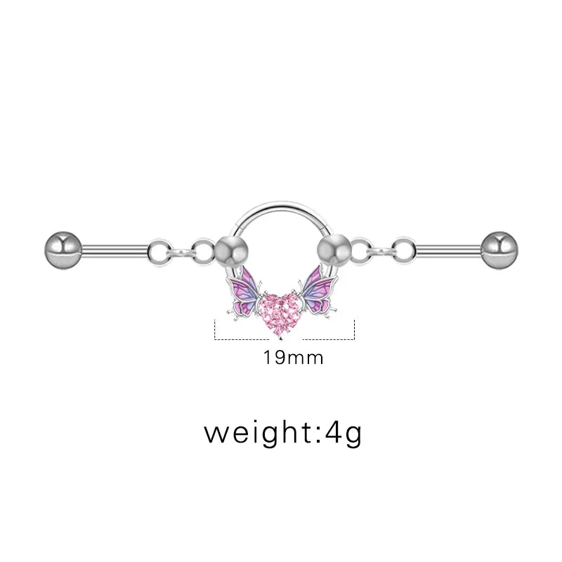 1 Piece Ear Cartilage Rings & Studs Sexy Sweet Heart Shape Wings Bow Knot 316L Stainless Steel  Alloy Copper Plating Inlay Acrylic Resin Rhinestones White Gold Plated Gold Plated