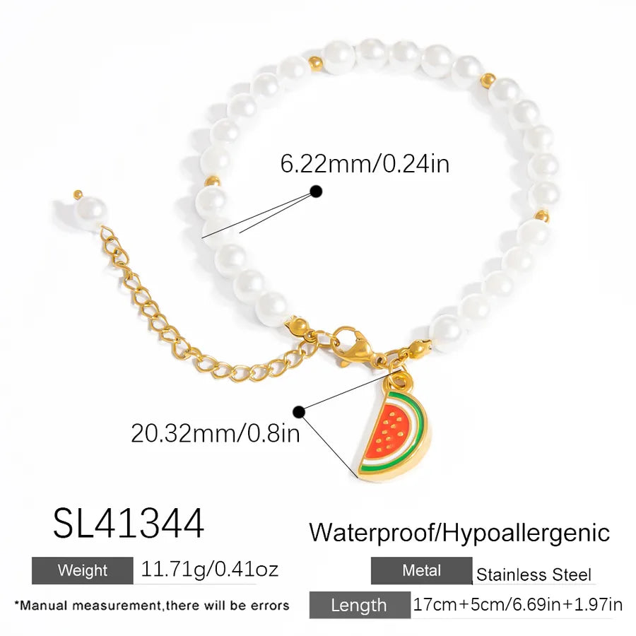 Sweet Cherry 304 Stainless Steel 18K Gold Plated  Bracelets In Bulk
