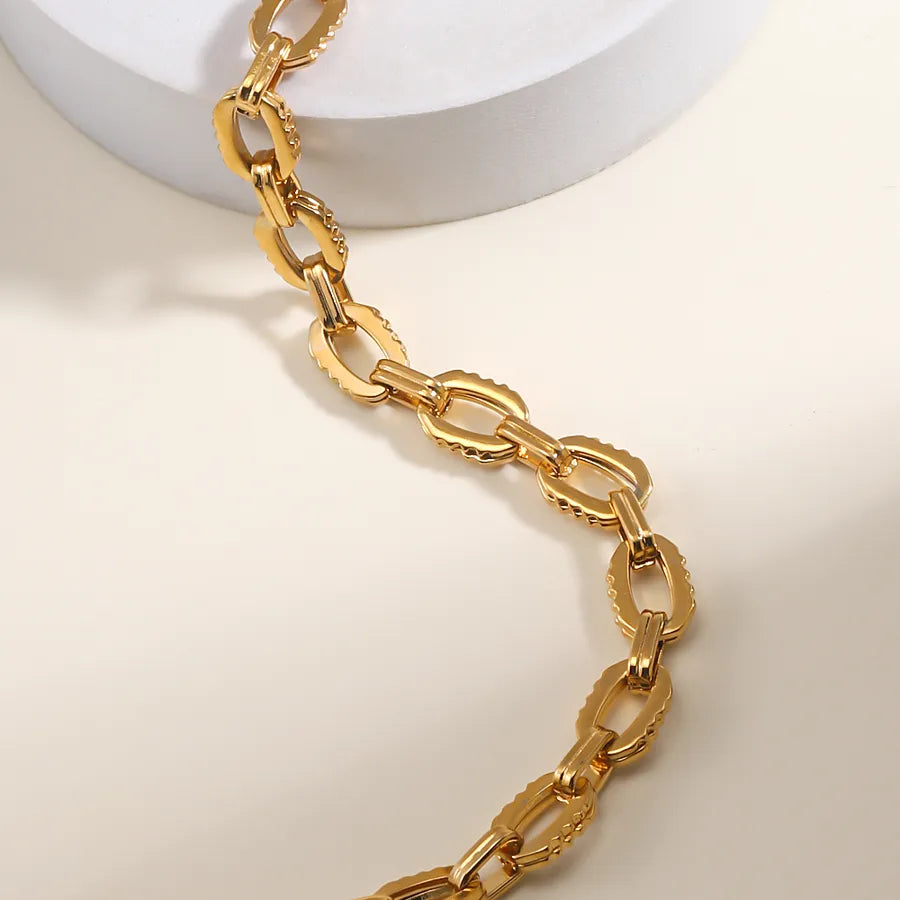 Simple Style Solid Color 201 Stainless Steel 18K Gold Plated Bracelets In Bulk
