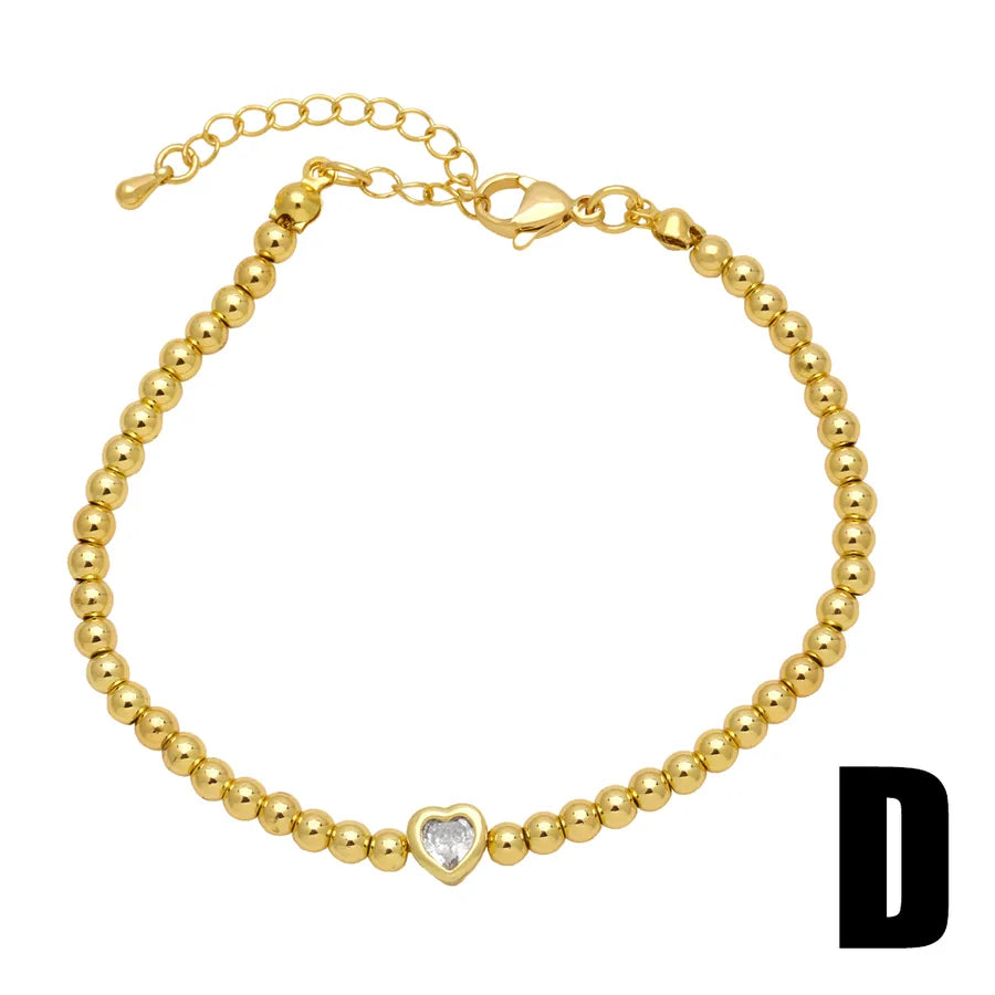 simple style streetwear round copper plating 18k gold plated bracelets