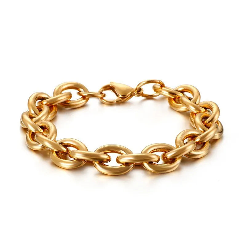 Fashion Geometric Stainless Steel 18K Gold Plated Bracelets In Bulk
